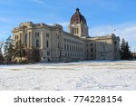 Saskatchewan Legislature winter from northeast
