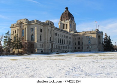 Saskatchewan Legislature Winter From Northeast