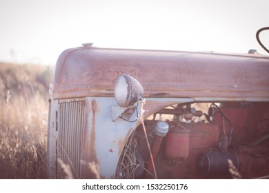 Saskatoon, SK/ Canada - October 13, 2019: Old Tractor On The Farm 