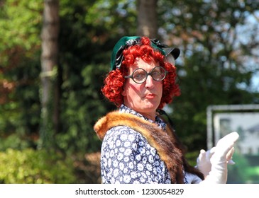 Sassenheim, Netherlands - April 21st 2018 : Bloemencorso Bulb Flower Parade. Pantomime Dame