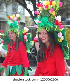 Sassenheim, Netherlands - April 21st 2018 : Bloemencorso Bulb Flower Parade.