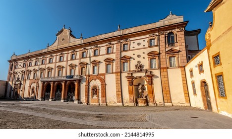 Sassuolo city - town in province of Modena - The Palazzo Ducale or Ducal Palace building facade - italian landmarks and monuments - Shutterstock ID 2144814995