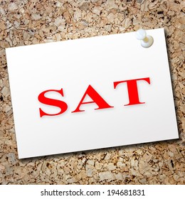 Sat Words Written On Paper Pinned Stock Photo (Edit Now) 194681831