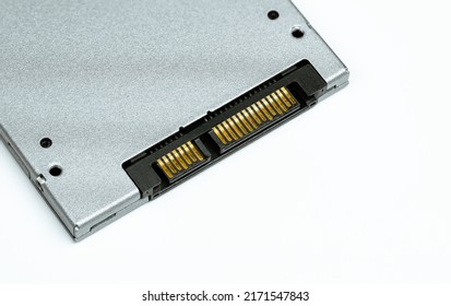 SATA connection of a SSD solid state drive Drive closed up shot.