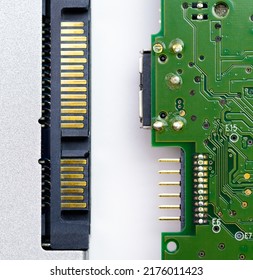 SATA connection of a SSD solid state drive Drive comparing with External Harddisk closed up shot.