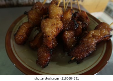 Sate Jando Or Gajih, Beef Fatty Tissue Made Into Satay In Sweet Sauce