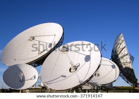Satellite dish antennas with blue sky.Satellite dish antennas