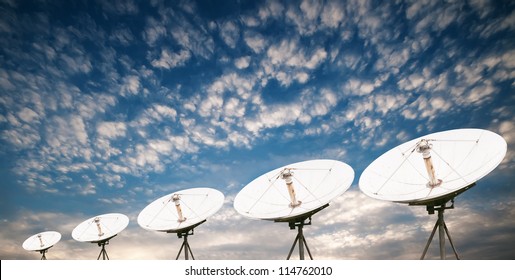 satellite dish antennas under sky - Shutterstock ID 114762010