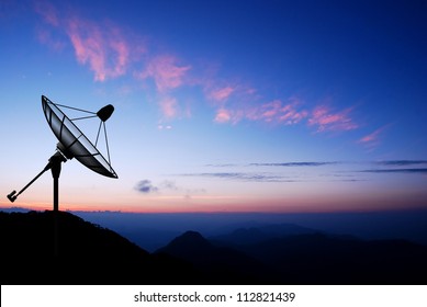 Satellite Dish Sky Sunset Communication Technology Network Image Background For Design