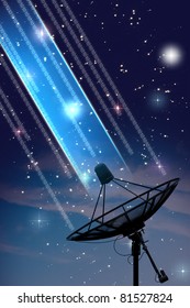 Satellite Dish Under Starry Night Sky Stock Photo (Edit Now) 70789372