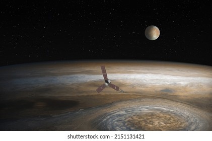 Satellite Europa, Jupiter's moon with Juno spacecraft   "Elements of this image furnished by NASA " - Shutterstock ID 2151131421