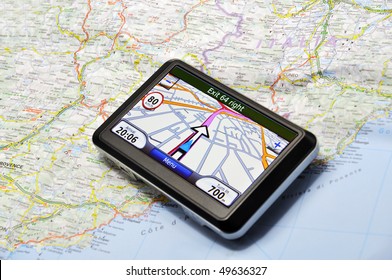 Satellite Navigation System On The Map