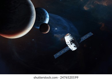 Satellite near the planets in deep space. Elements of this image furnished by NASA. - Powered by Shutterstock