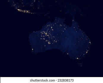 Satellite Photo Australia At Night.Elements Of This Image Are Furnished By NASA