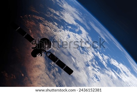 Satellite in Space, and earth,3D illustration. Elements of this image furnished by NASA.
