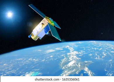 Satellite for studying the atmosphere and hydrosphere in the low orbit of planet Earth. Elements of this image furnished by NASA