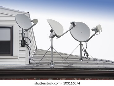 Satellite TV Antenna On Roof