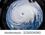 Satellite view of Hurricane Florence over the Atlantic Ocean. Digitally enhanced. Digitally enhanced. Elements of this image furnished by NASA. 