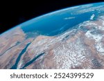 Satellite View of the Middle East, Lebanon, and Israel with Red Sea and Earth Curvature from Space. Elements of this image furnished by NASA