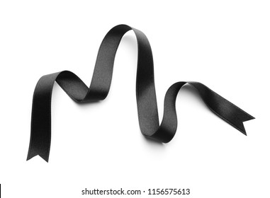 Satin Black Ribbon On White Background