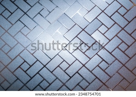 Satin finish Frosted Glass Door or Wall background with Geometric Pattern and back Light Reflection on Surface