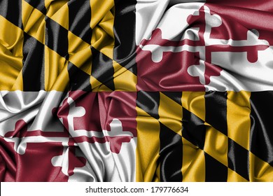 Satin flag, three dimensional render, flag of Maryland