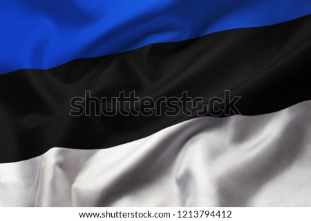 Satin texture of curved flag of Estonia