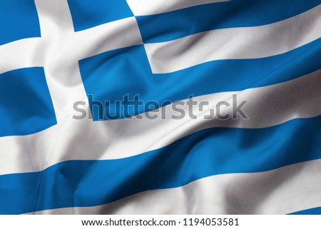 Satin texture of curved flag of Greece