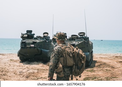 Sattahip, Thailand - 27 February 2020 : Multinational Military Exercise Between US Navy And Thai Navy Cobragold 2020 On February 2020 In Sattahip, Chonburi, Thailand.