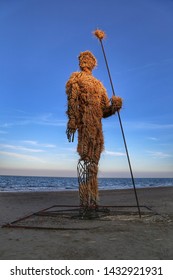 Saturday 23 June 2019 At 21:35. First Light Festival In Lowestoft, England. Burning Man Statue.