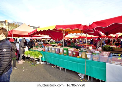 Saturday, February 21, 2020 Nantes France Food And Vegetables In MARCHe PETITE HOLLANDE Market In Nantes.