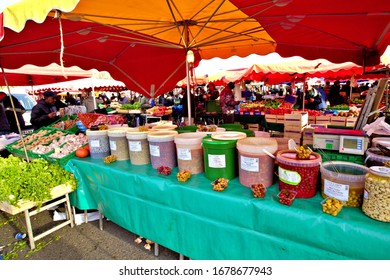 Saturday, February 21, 2020 Nantes France Food And Vegetables In MARCHe PETITE HOLLANDE Market In Nantes.