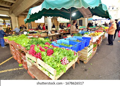 Saturday, March 21, 2020 Nantes France Food And Vegetables In Talensac Market In Nantes.