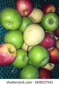 Saturday.14 November 2020.Mic Closeup Red Apples, Chinese Pear Ang Green Apples At Long House Sibu Sarawak Malaysia