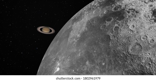 Saturn Appears 1.2 Billion Km Behind The Moon 