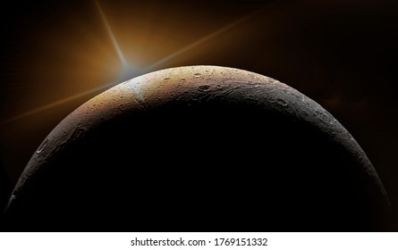 Saturn moon Dione eclipse. Copy space for your text. Elements of this image furnished by NASA. - Powered by Shutterstock