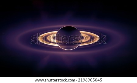 Saturn planet on space, Sci-fi fantasy 16:9 wallpaper concept. Saturn planet and rings close up. Selective focus. Elements of this image furnished by NASA.