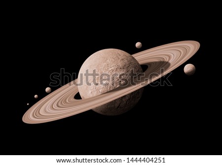 saturn planets in deep space with rings  and moons surrounded. isolated with clipping path Foto stock © 
