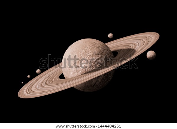 saturn planets in deep space with\
rings  and moons surrounded. isolated with clipping\
path