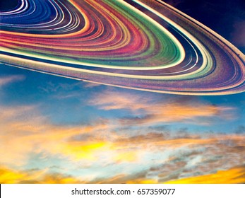 Saturn ring sunset in the evening, Elements of this image furnished by NASA
