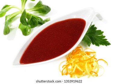 Sauce Cumberland In A Modern Sauce Boat On White Background