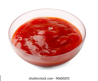 Sauce Cup Of Ketchup Isolated On White