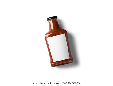 Sauce glass bottle empty label mockup isolated white background