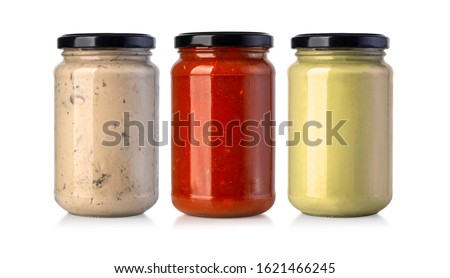 Sauce jars isolated on white background 