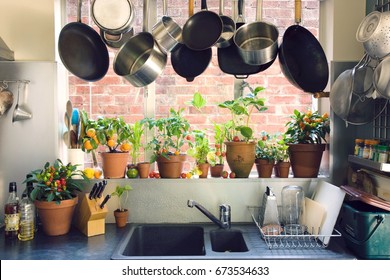 Pot Racks Kitchen Images Stock Photos Vectors Shutterstock