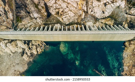 SAUDA, NORWAY - Sep 18, 2021: A Top Shot Towards Sauda Passing The Hydropower Station 