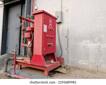 Saudi Arabia August 2022 : Outdoor Fire Pump Control Panel 