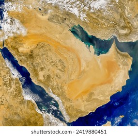 Saudi Arabia and Dust Over Persian Gulf. . Elements of this image furnished by NASA.