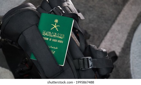 Saudi Arabia Passport On A Black Suitcase Travel Bag - Saudi Arabian