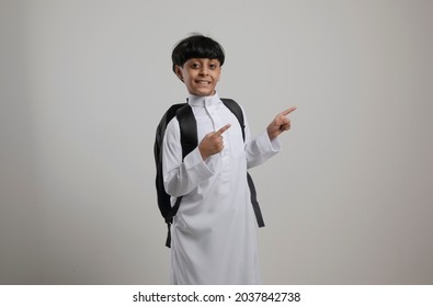 A Saudi Arabian Boy With Different Position On White Background 